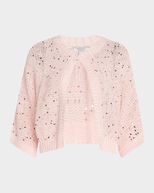 Sequin Cotton Knit Cardigan